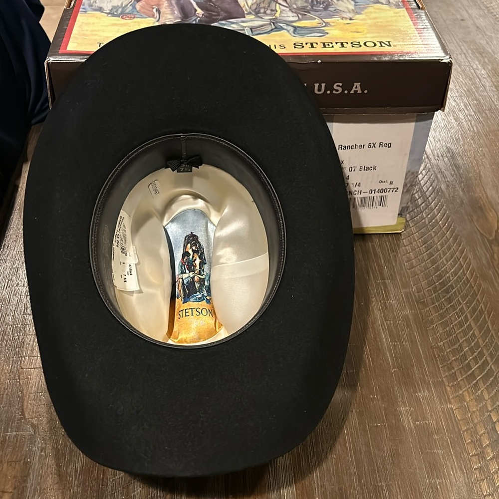 Black Stetson Rancher 6x hat, size 7 1/4